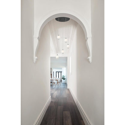 5-Light Black Chandelier With White Glass Shades