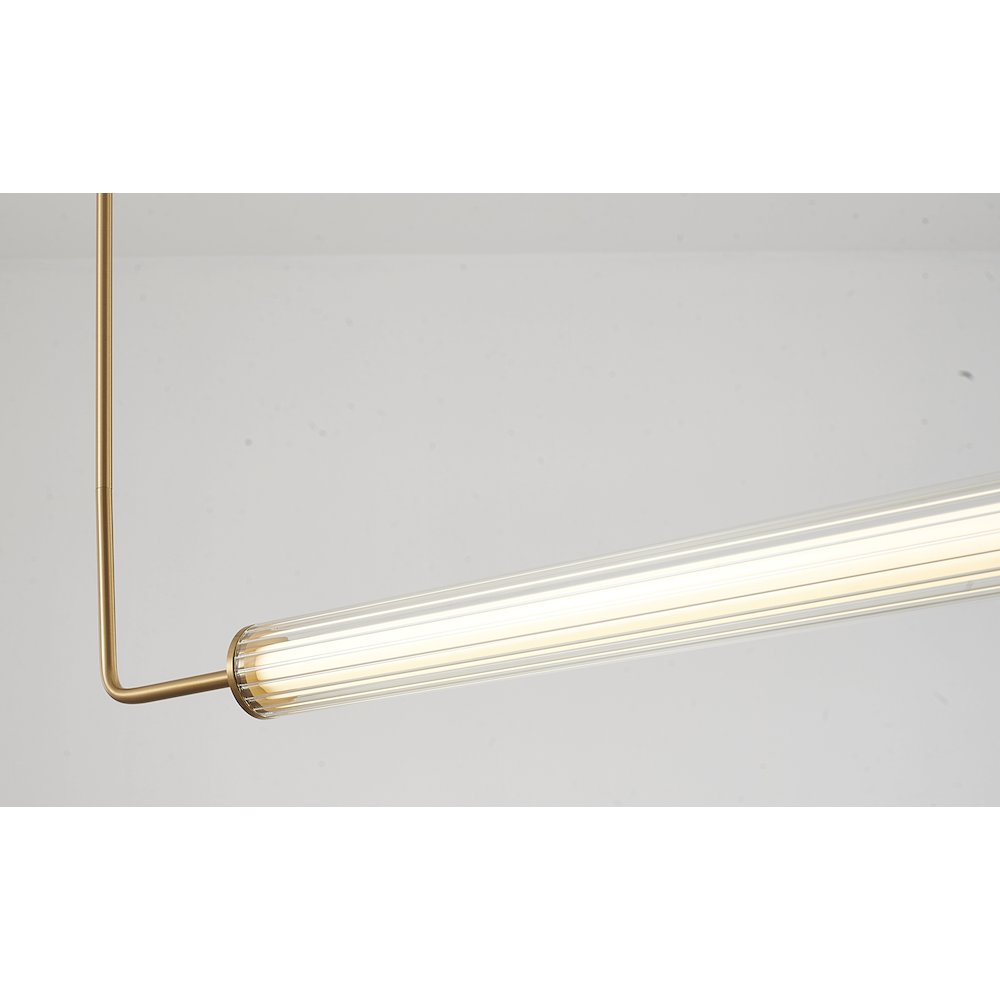 1-Light Brass LED Chandelier With A Clear And White Glass Cylinder Shade