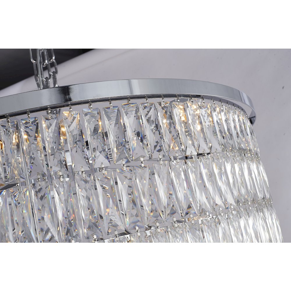 42-Light Chrome Chandelier With Clear Crystals