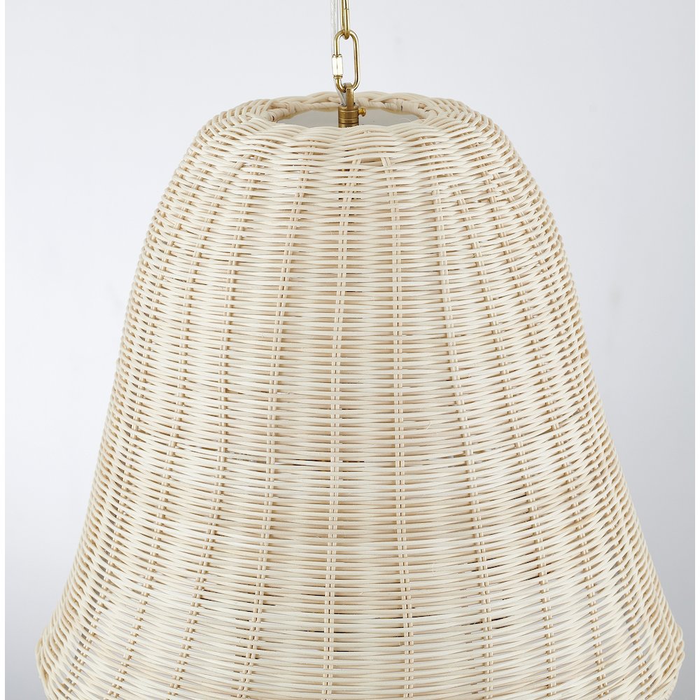 3-Light Brass Chandelier With A Natural White Wood Vine Basket Shade