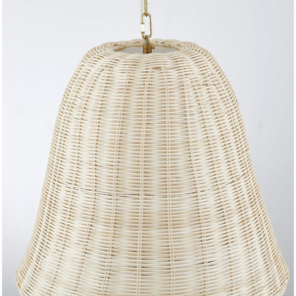 3-Light Brass Chandelier With A Natural White Wood Vine Basket Shade