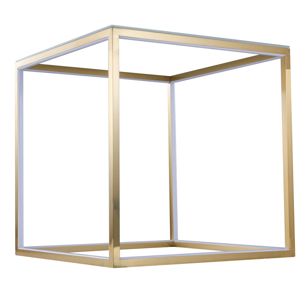 12-Light Gold Aluminum LED Side Table With A Frosted Glass Top
