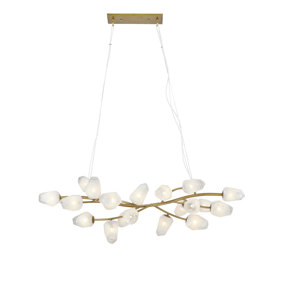 20-Light gold iron frame chandelier with white glass shades