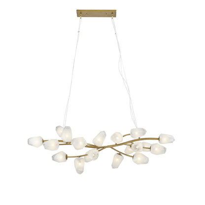 20-Light gold iron frame chandelier with white glass shades