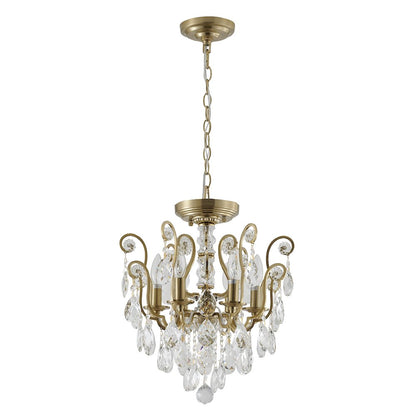 6-Light Antique Brass Chandelier With Clear Crystals
