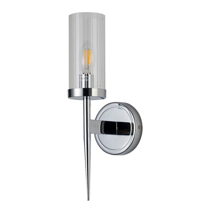 1-Light Chrome Metal Wall Sconce With A Clear Glass Shade