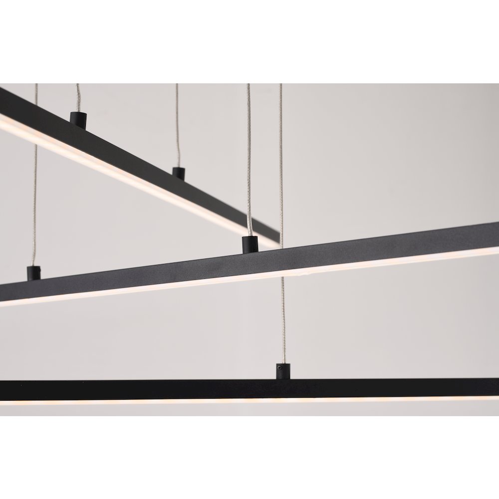 2-Light Matte Black Metal LED Chandelier With Selectable LED Color Temperature