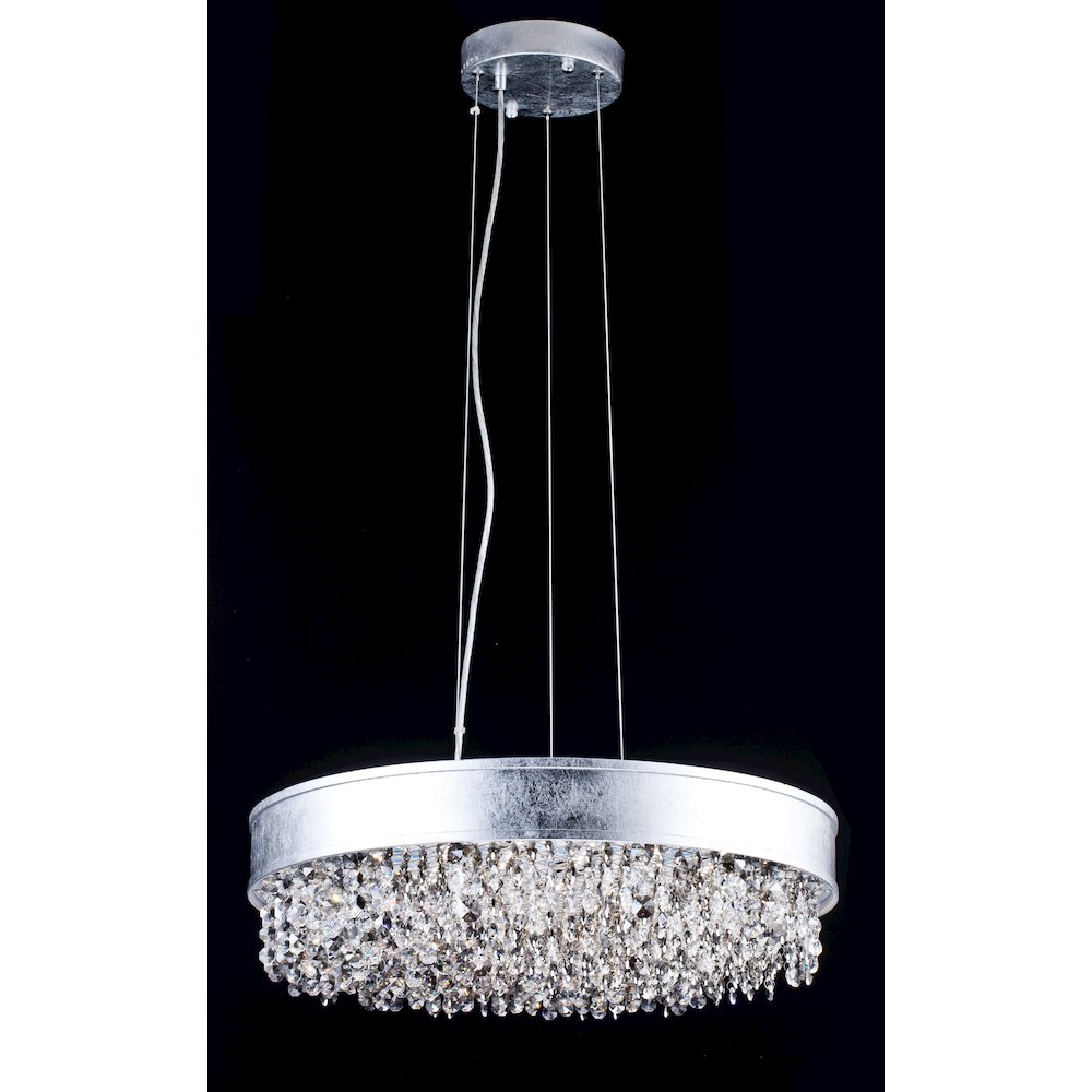 16-Light Silver LED Chandelier With Clear And Smoke Crystals