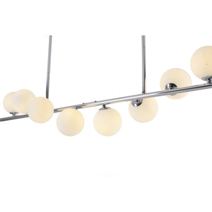 8-Light Chrome Metal Chandelier With White Glass Shades