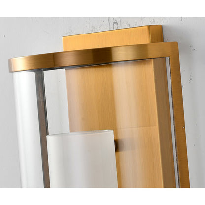 1-Light Antique Brass Metal Wall Sconce With A Clear Glass Shade