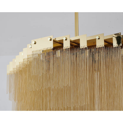 20-Light Gold Chandelier With Hanging Aluminum Chains