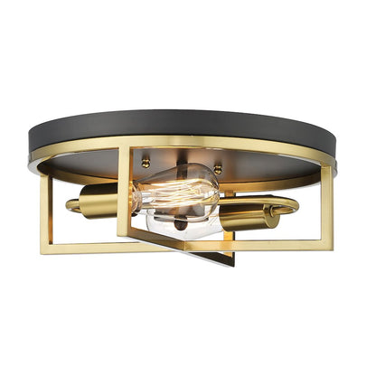 2-Light Black And Gold Cage Flush Mount