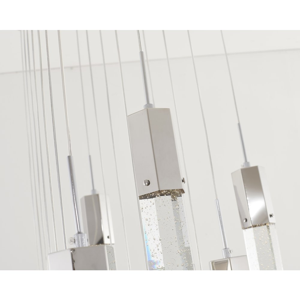 25-Light Chrome Metal Chandelier With Clear Bubble Crystals