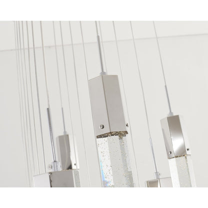 25-Light Chrome Metal Chandelier With Clear Bubble Crystals