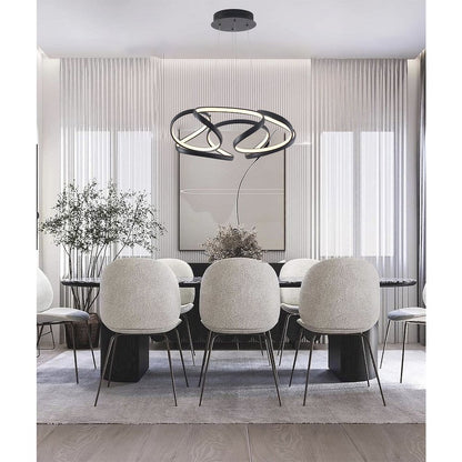 5-Light Matte Black LED Chandelier With White Acrylic Diffusers