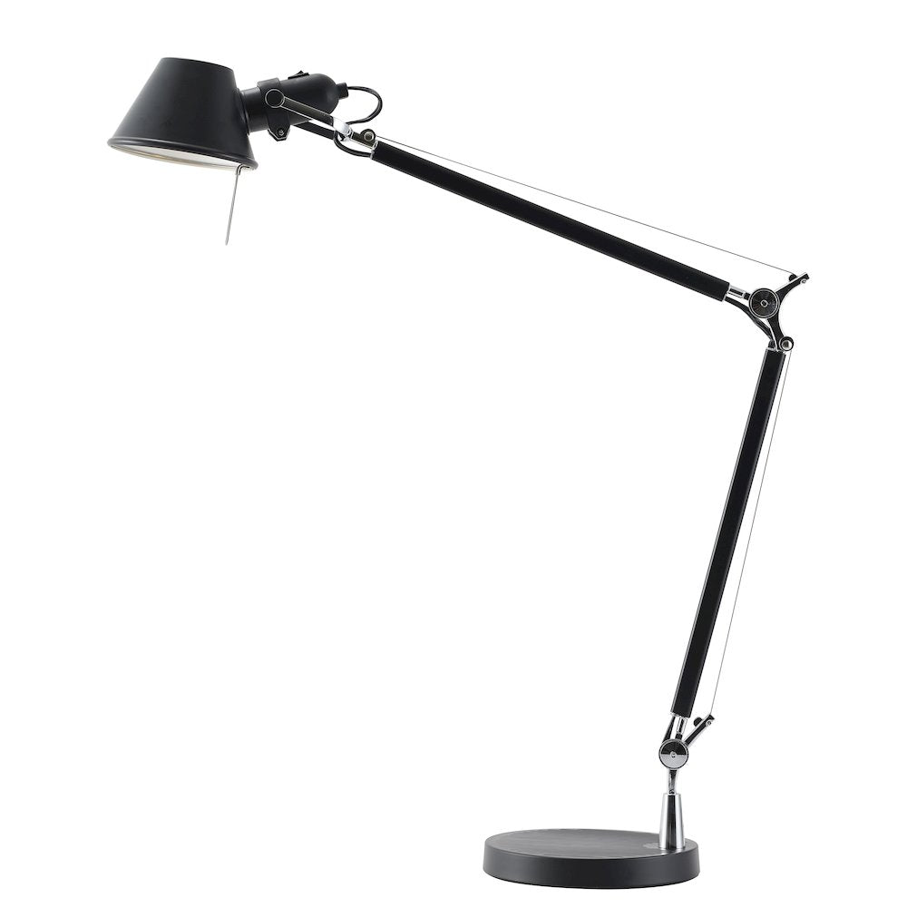 1-Light Black Table Lamp With A Black Shade