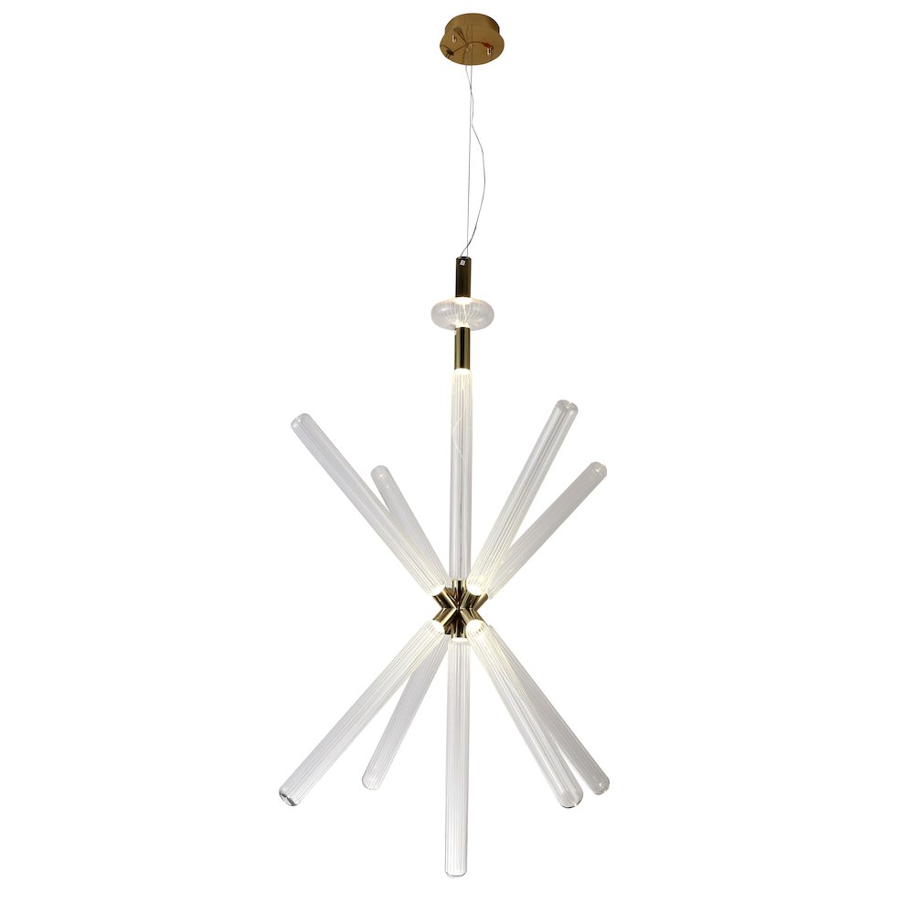 10-Light Gold LED Chandelier With Sputnik Clear Glass Shades