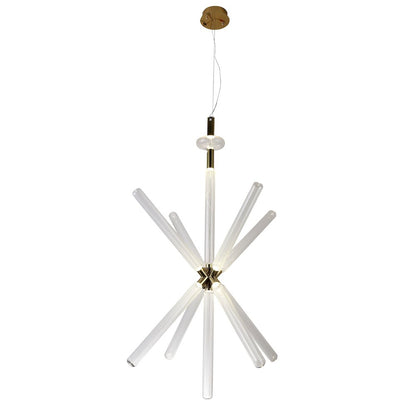 10-Light Gold LED Chandelier With Sputnik Clear Glass Shades