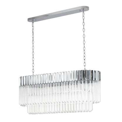 12-Light Chrome Chandelier With Clear Crystals