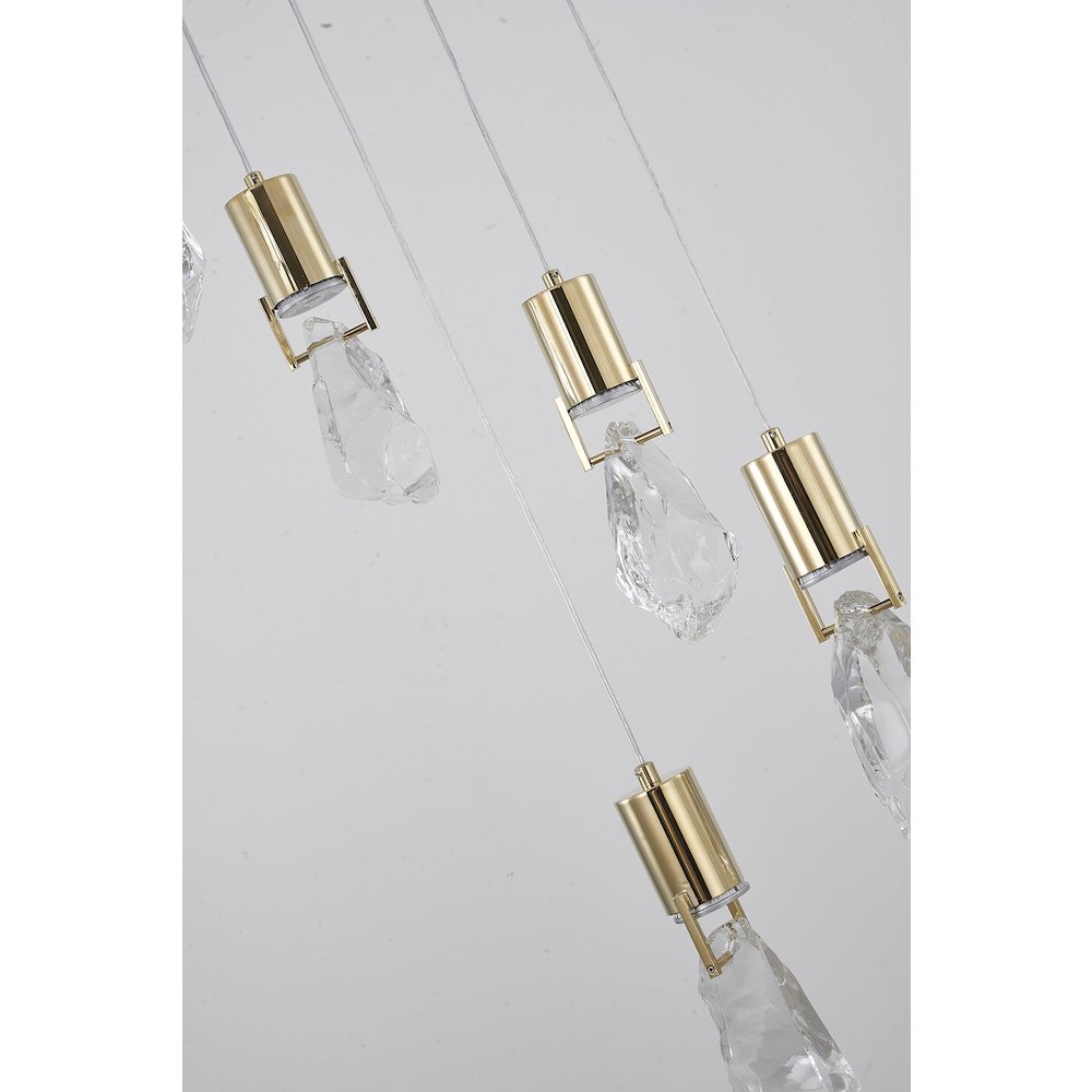 7-Light Brushed Gold Chandelier With Clear Crystal Stones