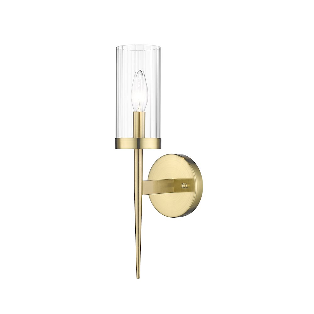 1-Light Gold Iron Wall Sconce With A Clear Glass Shade
