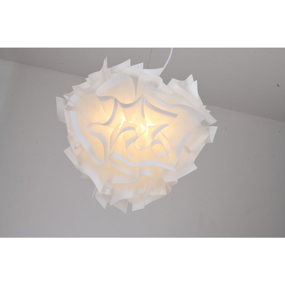 1-Light White Acrylic Chandelier With White Hardware
