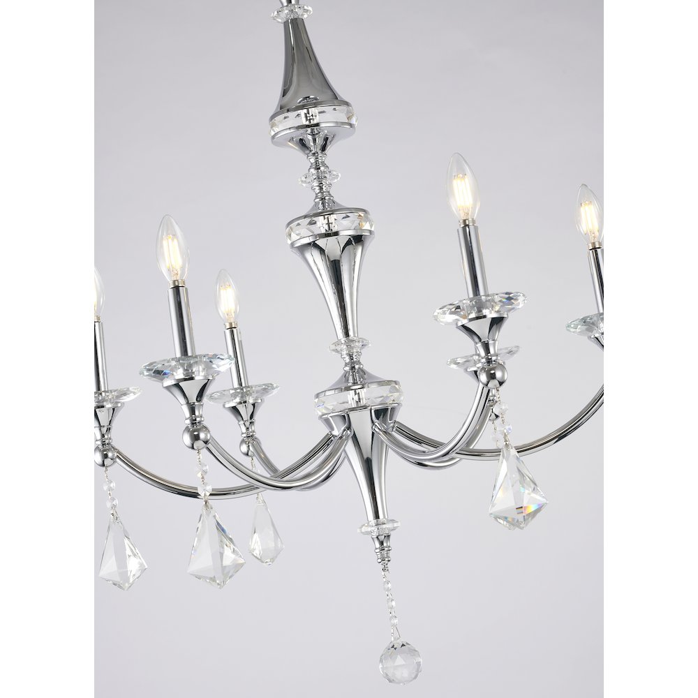 6-Light Chrome Chandelier With Clear And Champagne Crystals