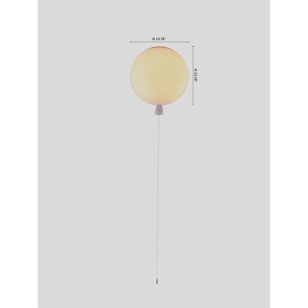 1-Light white acrylic semi flush mount in a balloon shape