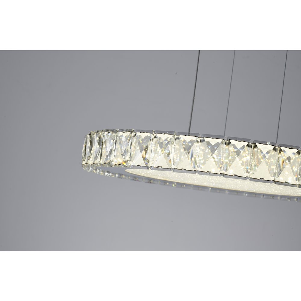 1-Light Chrome Dimmable LED Chandelier With Clear Crystals And A Diffuser