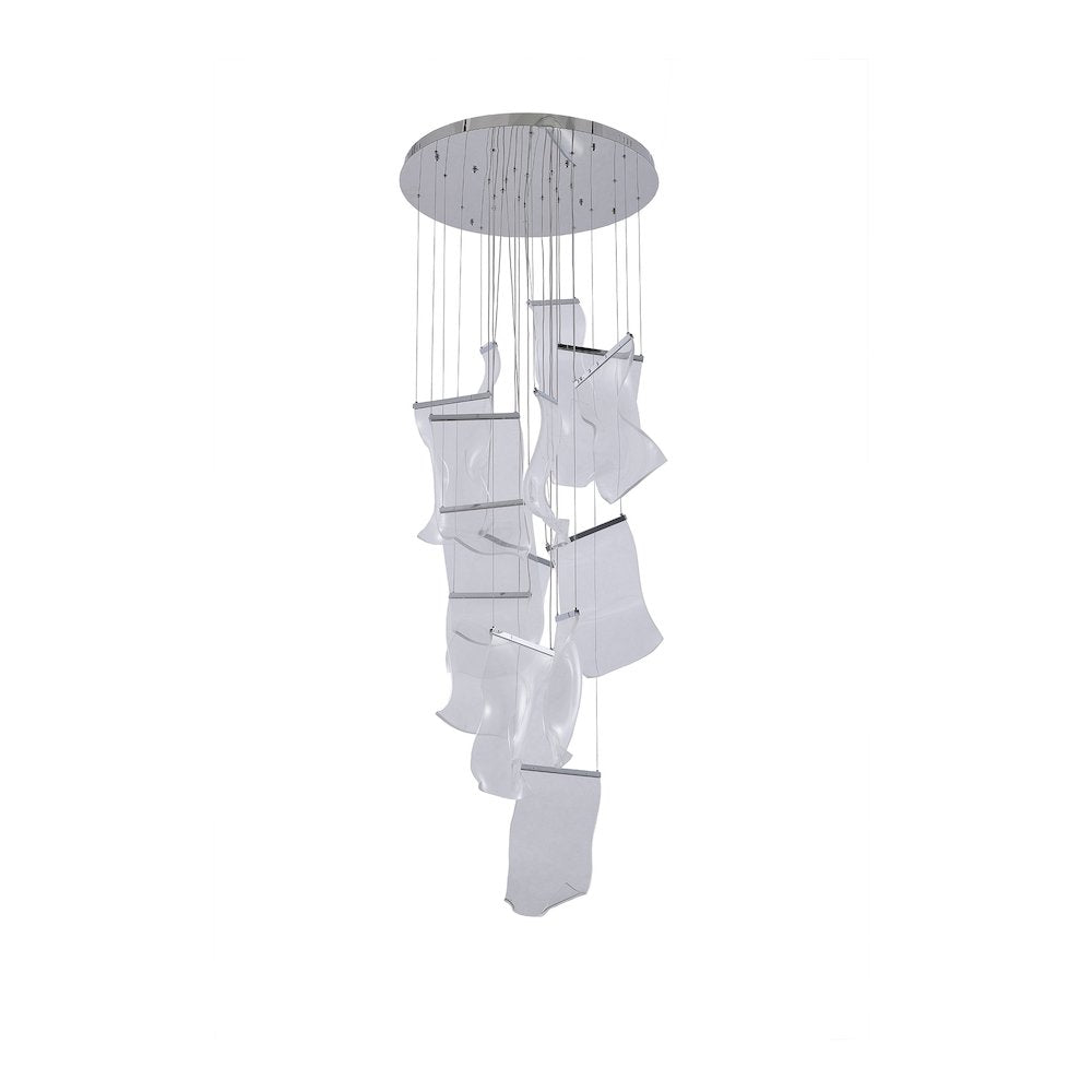 8-Light Chrome Chandelier With Acrylic Crumbled Sheet Pendants