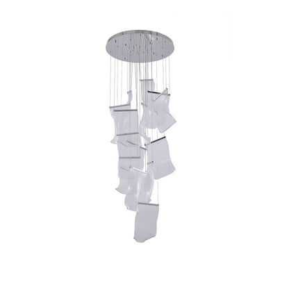 8-Light Chrome Chandelier With Acrylic Crumbled Sheet Pendants