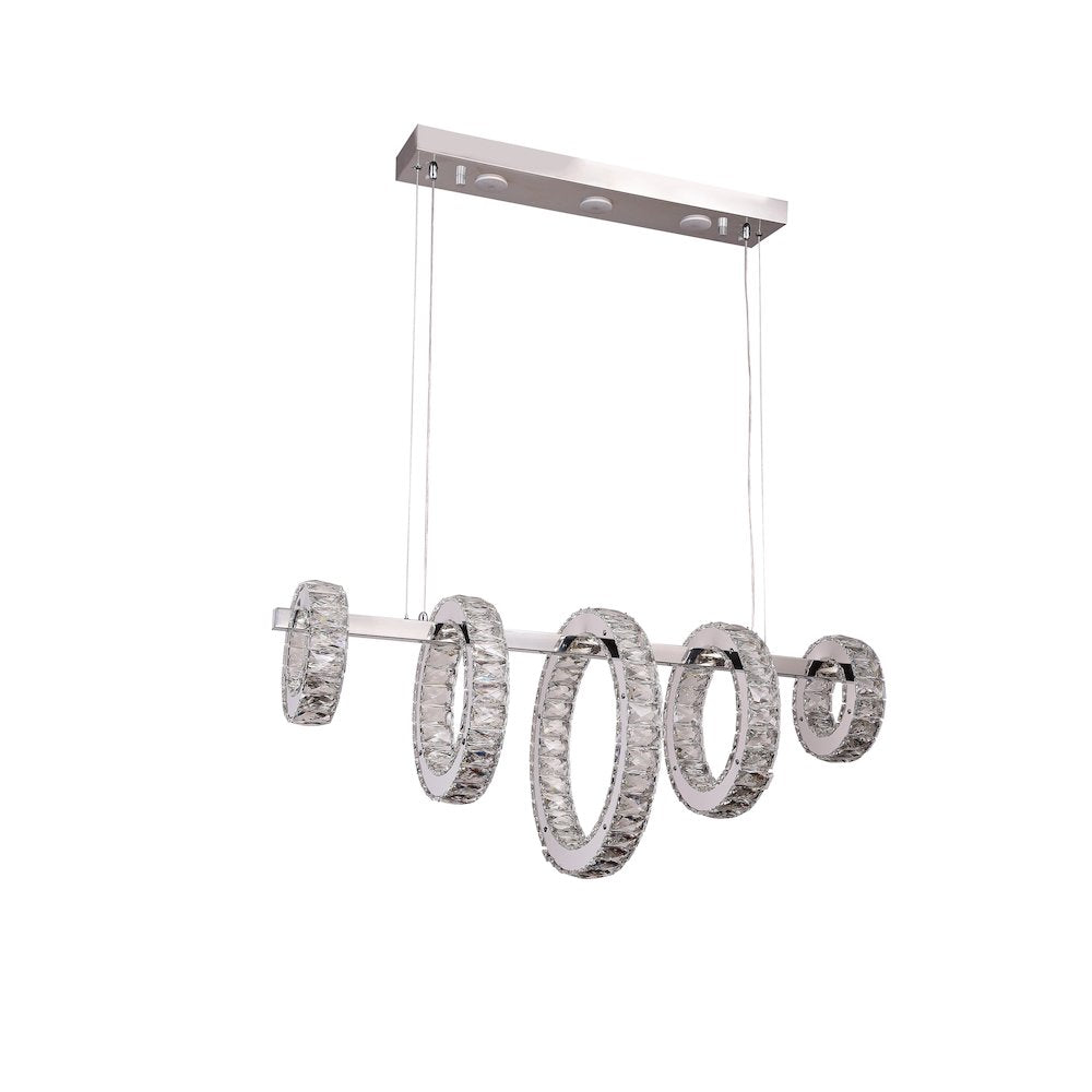 8-Light Chrome LED Chandelier With Clear Crystals
