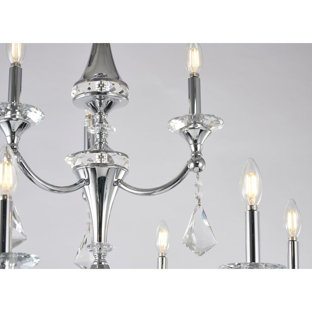 9-Light Chrome Chandelier With Clear And Champagne Crystals