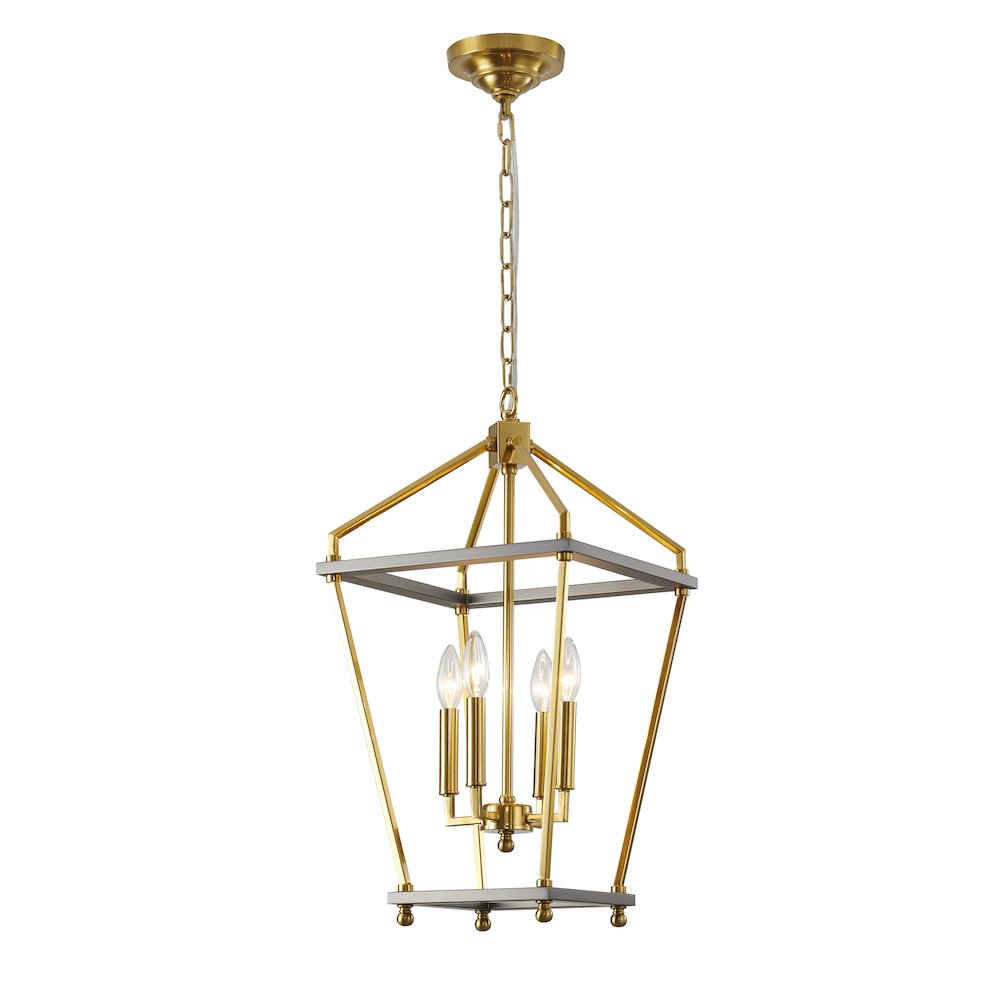 5-Light Antique Brass And Grey Metal Chandelier