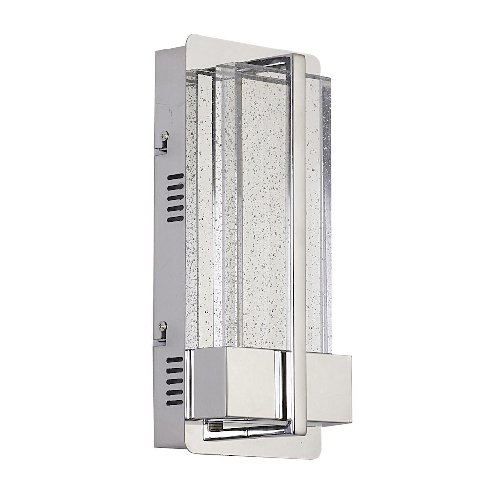 1-Light Chrome LED Wall Sconce With Clear Bubble Glass Shade