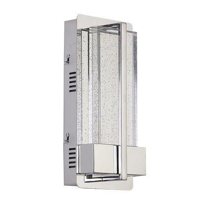 1-Light Chrome LED Wall Sconce With Clear Bubble Glass Shade