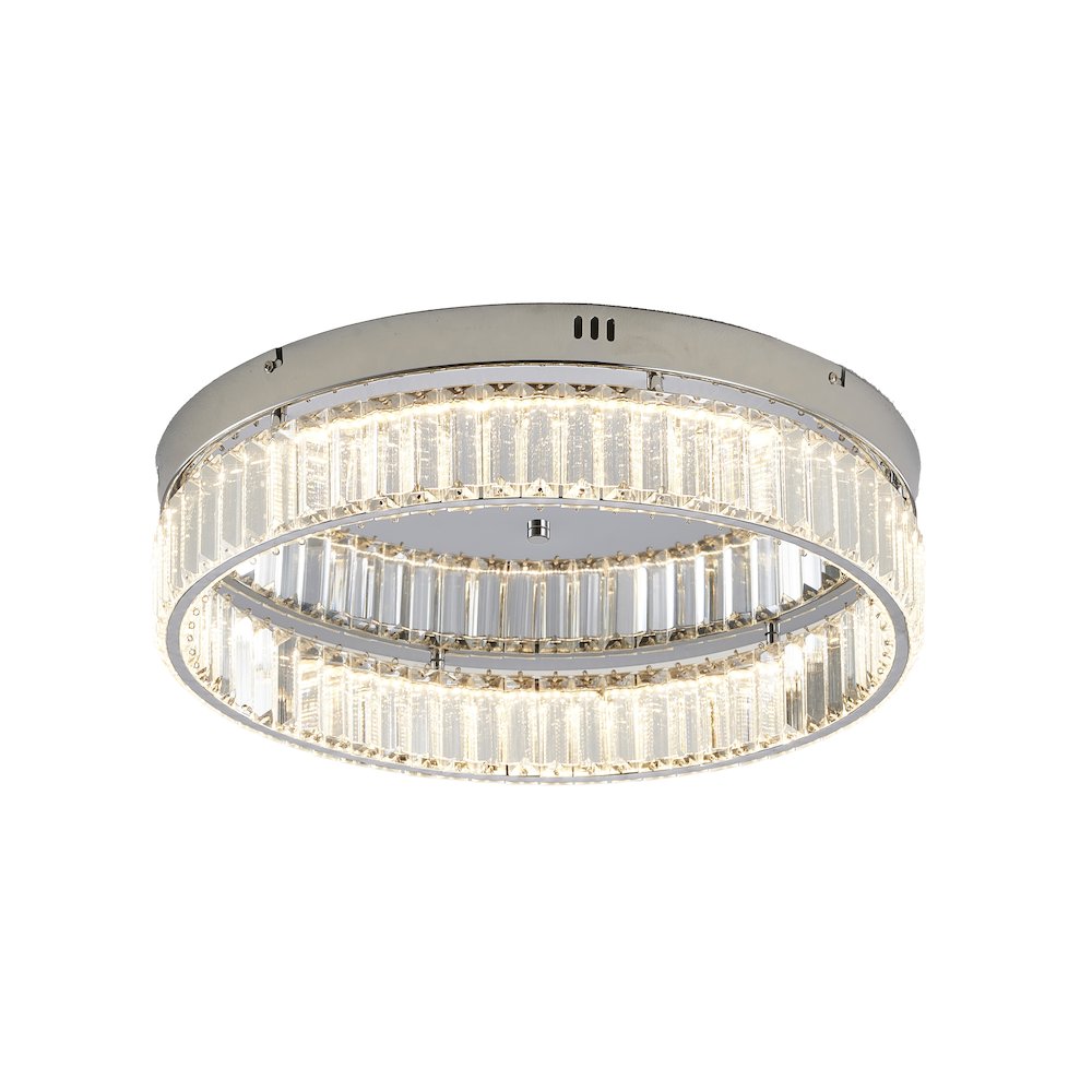 1-Light Chrome Dimmable LED Flush Mount With Clear Crystals