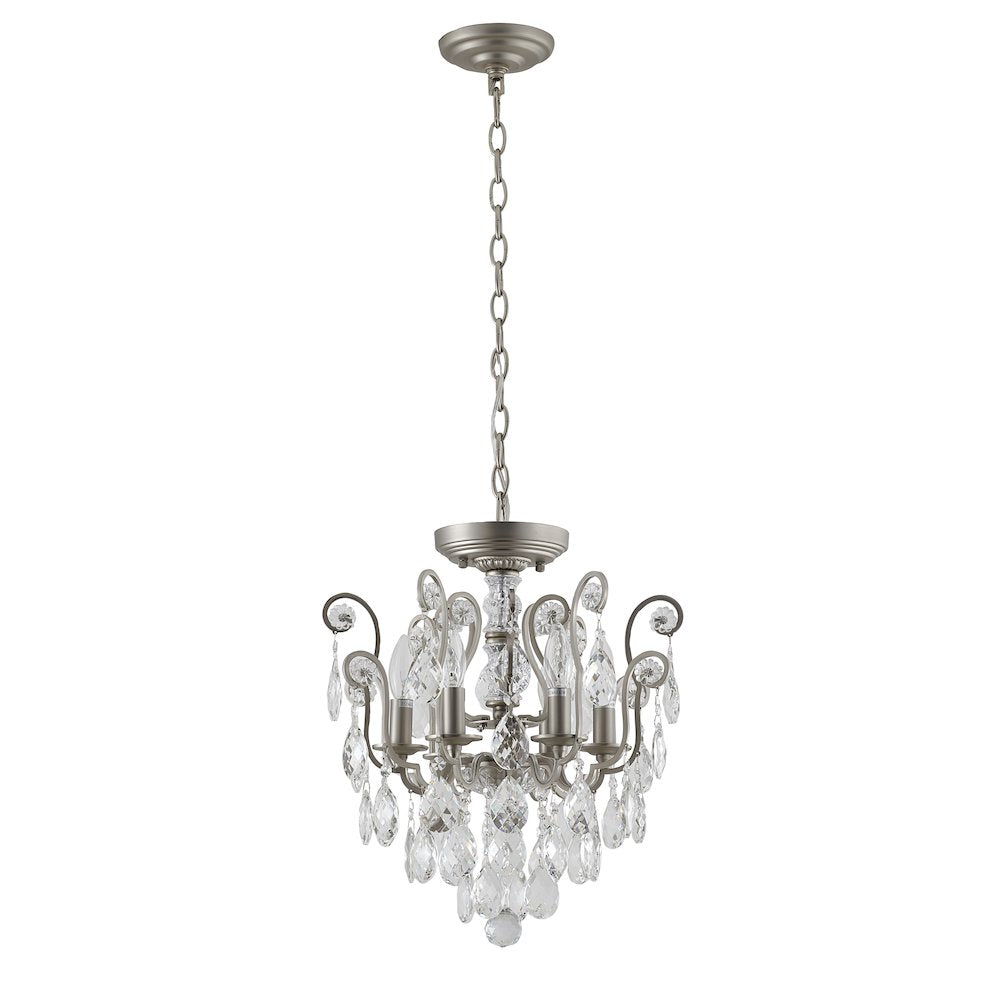 6-Light Pewter Chandelier With Clear Crystals