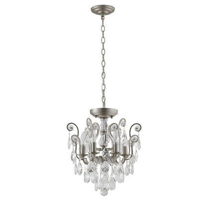 6-Light Pewter Chandelier With Clear Crystals