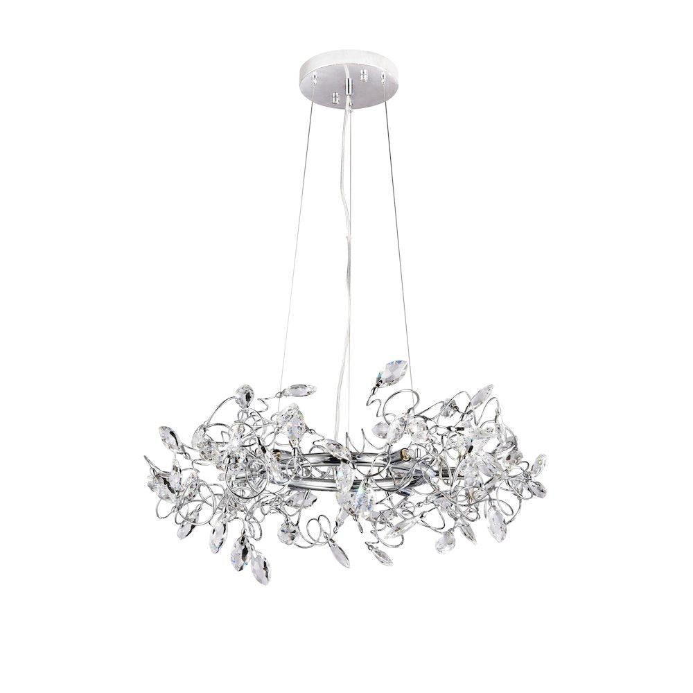 6-Light Chrome Chandelier With Clear Crystals