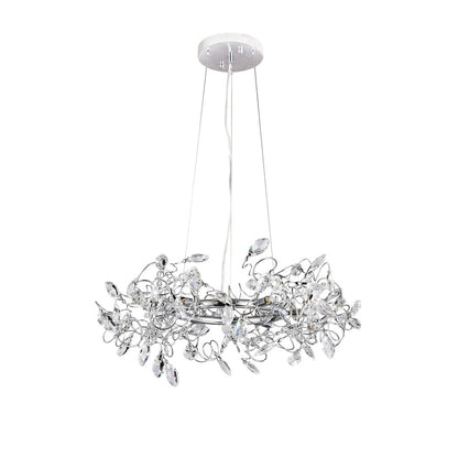 6-Light Chrome Chandelier With Clear Crystals