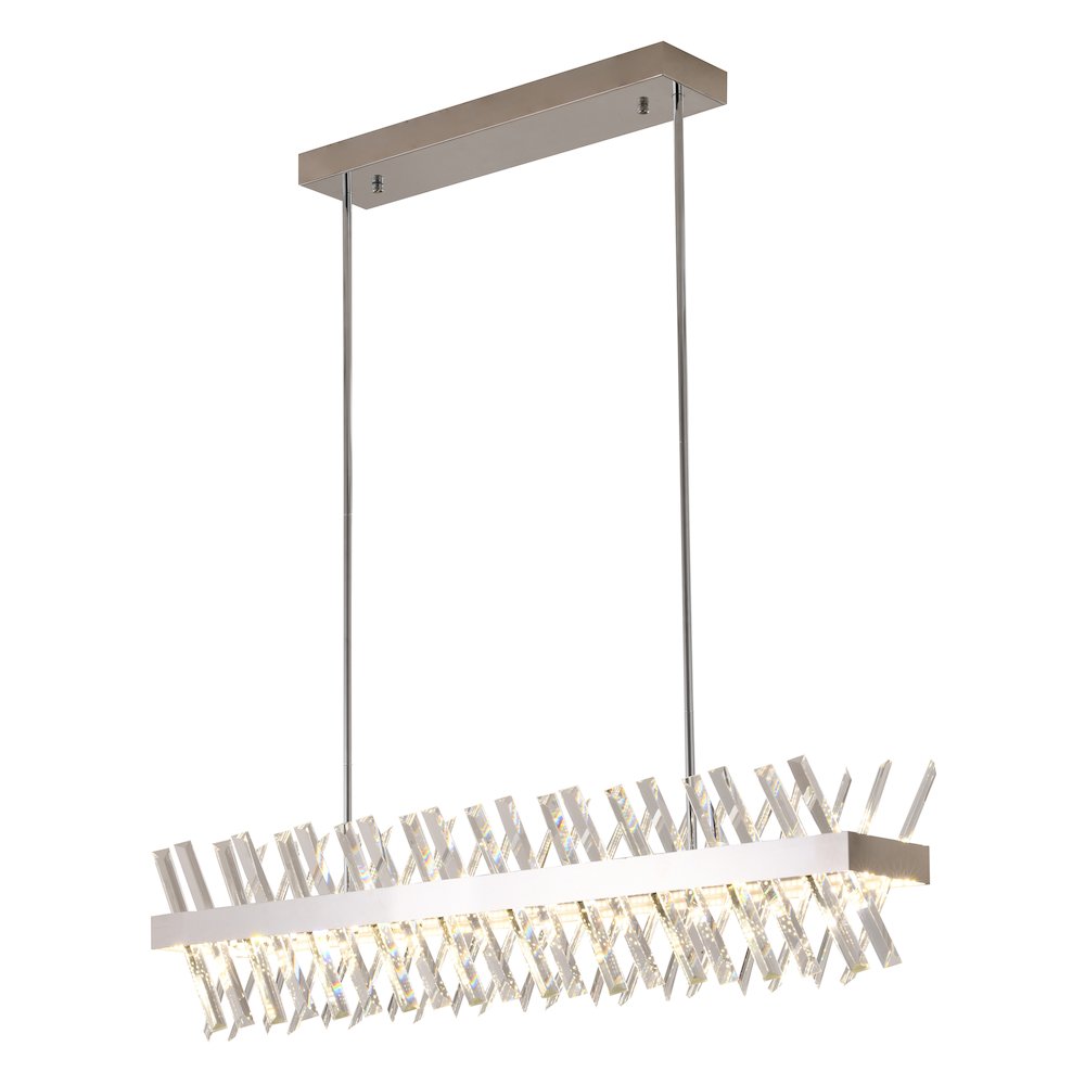 4-Light Chrome dimmable LED chandelier With Clear Crystal Accents