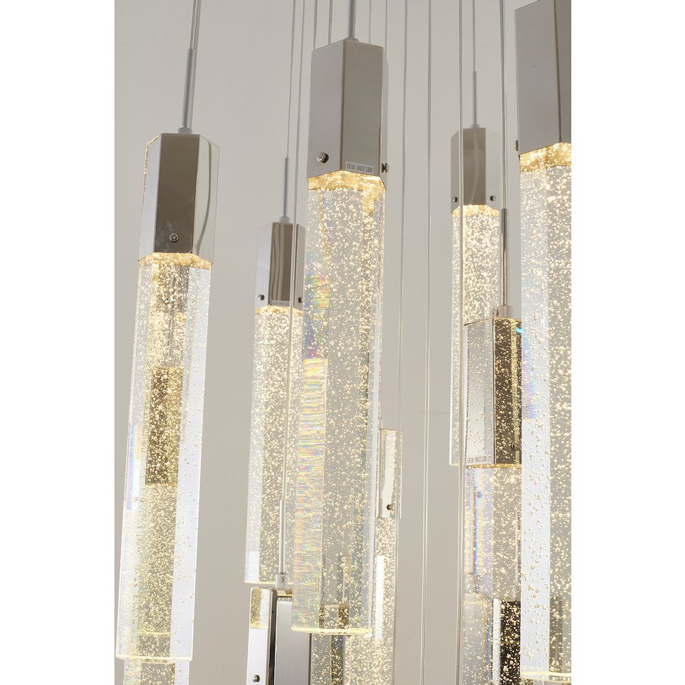 25-Light Chrome Metal Chandelier With Clear Bubble Crystals