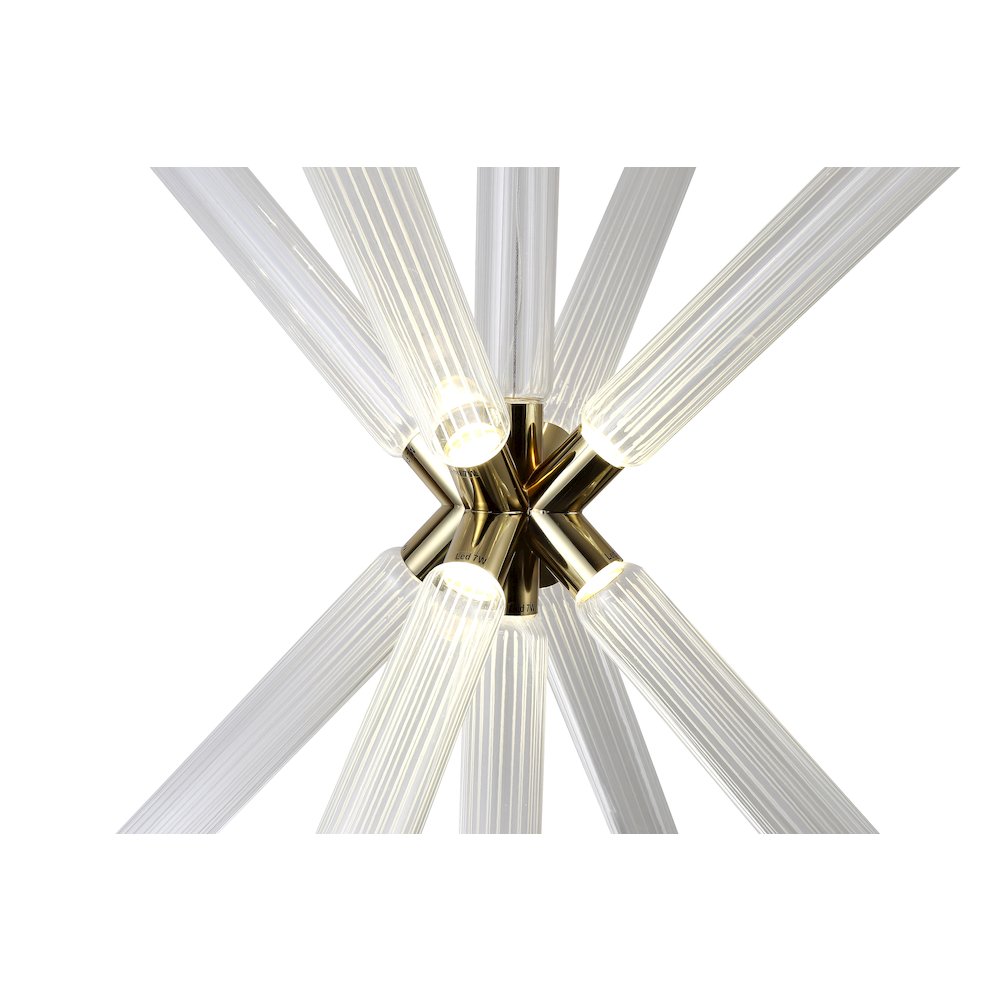 10-Light Gold LED Chandelier With Sputnik Clear Glass Shades