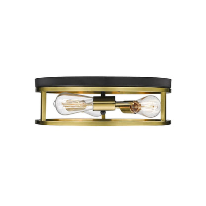 3-Light Black And Gold Metal Flush Mount