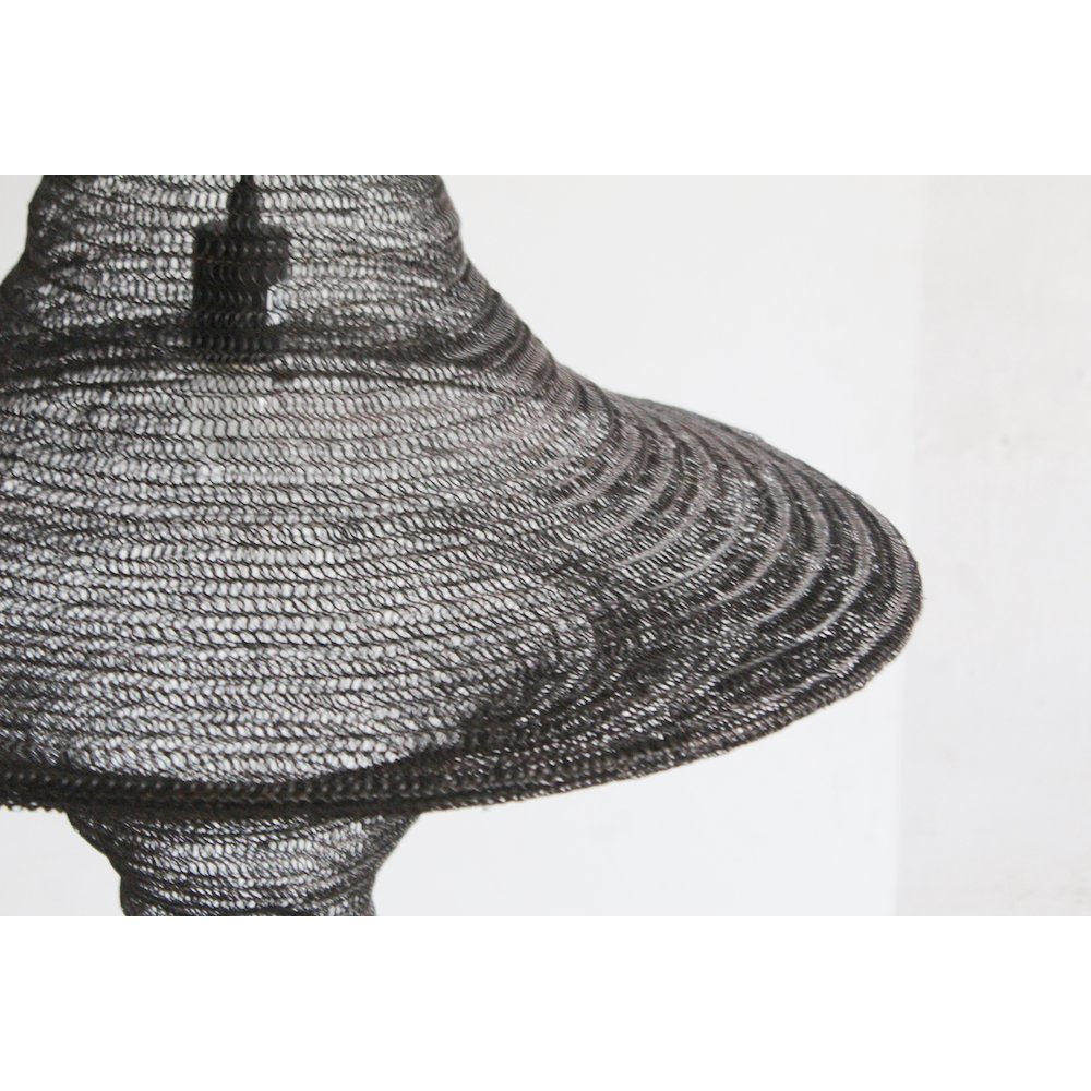 1-Light Satin Black Pendant With A Chain Basket Shade