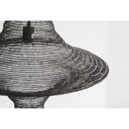 1-Light Satin Black Pendant With A Chain Basket Shade