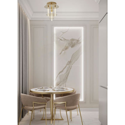5-Light Gold Flush Mount With 4 Tier Halo