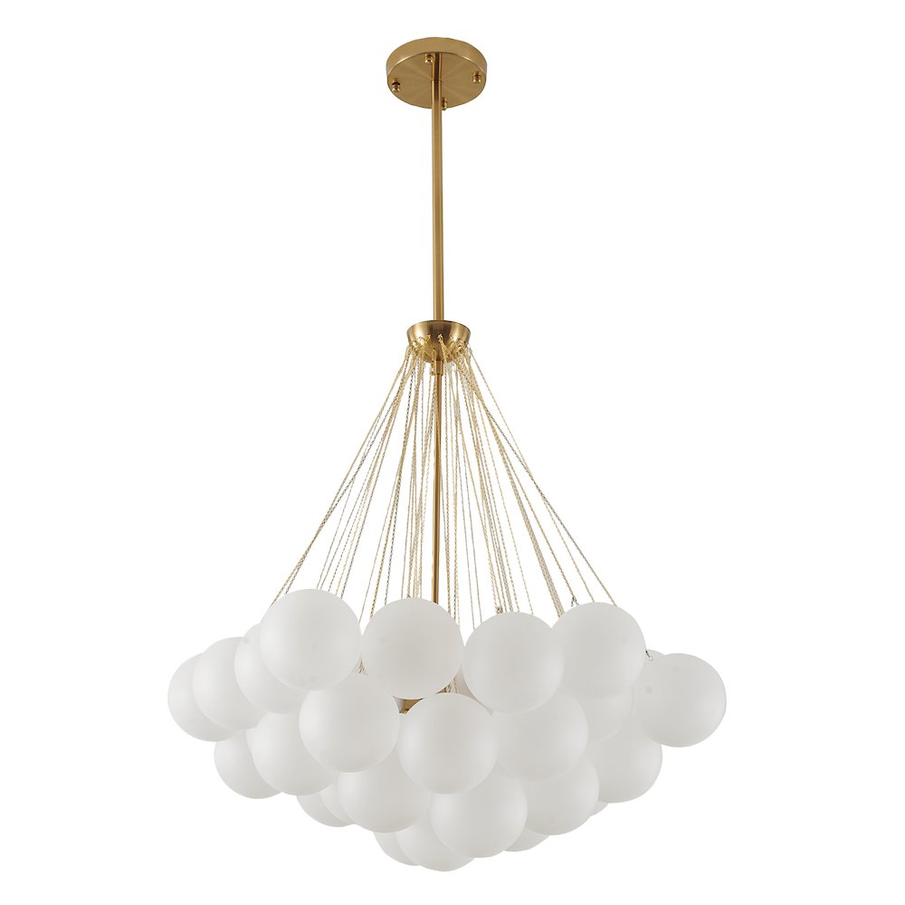 3-Light Gold Chandelier With White Frosted Glass Shades