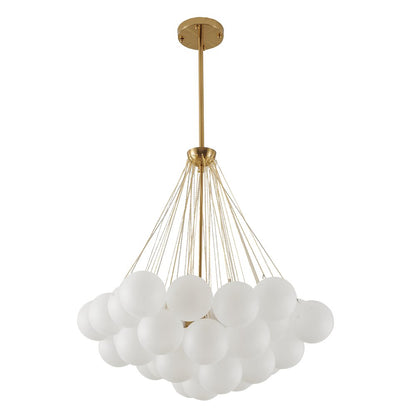 3-Light Gold Chandelier With White Frosted Glass Shades